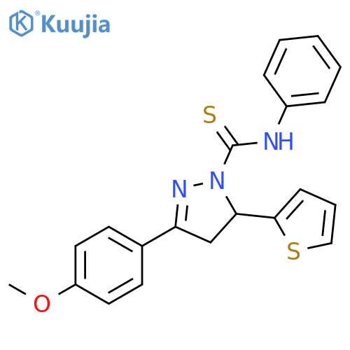 1H-Pyrazole-1-carbothioamide,4,5-dihydro-3-(4-methoxyphenyl)-N-phenyl-5-(2-thienyl)- structure