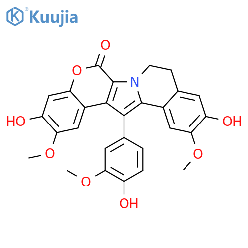 14-(4-hydroxy-3-methoxyphenyl)-3,11-dihydroxy-2,12-dimethoxy-8,9-dihydro-6H-chromeno[4',3':4,5]pyrrolo[2,1-a]isoquinolin-6-one structure