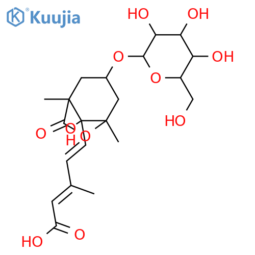 5,13-Epoxy-3,6-dihydroxycyclofarnesa-7,9-dien-11-oic acid; (3S,5R,6S,7E,9Z)-form, 13-Oxo(lactone), 3-O-β-D-glucopyranoside structure
