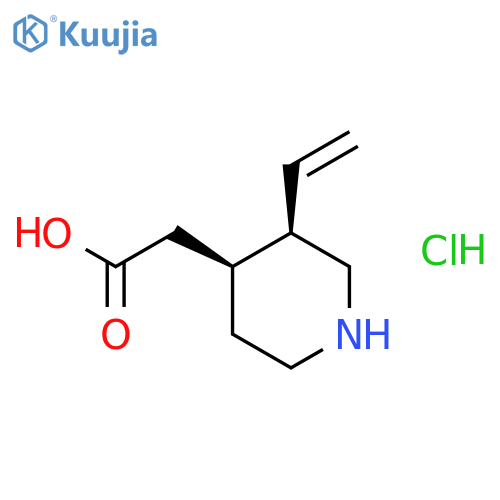 2-(3R,4S)-3-ethenylpiperidin-4-ylacetic acid hydrochloride structure