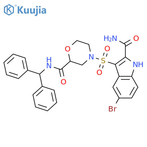 1H-Indole-2-carboxamide,5-bromo-3-[[2-[[(diphenylmethyl)amino]carbonyl]-4-morpholinyl]sulfonyl]- structure
