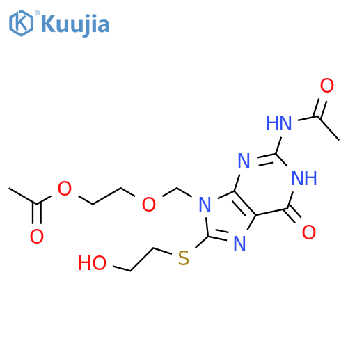 Acetamide,N-[9-[[2-(acetyloxy)ethoxy]methyl]-6,9-dihydro-8-[(2-hydroxyethyl)thio]-6-oxo-1H-purin-2-yl]- structure