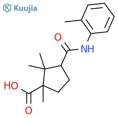 1,2,2-trimethyl-3-[(2-methylphenyl)carbamoyl]cyclopentane-1-carboxylic Acid structure