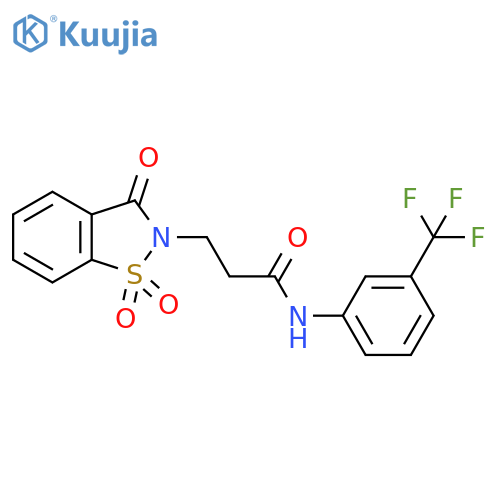 N-3-(trifluoromethyl)phenyl-3-(1,1,3-trioxo-2,3-dihydro-1lambda6,2-benzothiazol-2-yl)propanamide structure