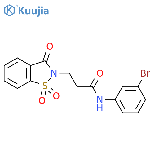 N-(3-bromophenyl)-3-(1,1,3-trioxo-2,3-dihydro-1lambda6,2-benzothiazol-2-yl)propanamide structure