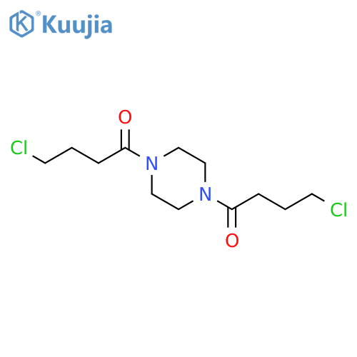 1,1'-piperazine-1,4-diylbis(4-chlorobutan-1-one) structure