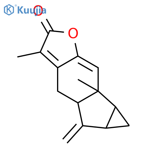 (4aS,5aS,6aR,6bS)-3,6b-dimethyl-5-methylidene-4a,5,5a,6,6a,6b-hexahydrocyclopropa[2,3]indeno[5,6-b]furan-2(4H)-one structure