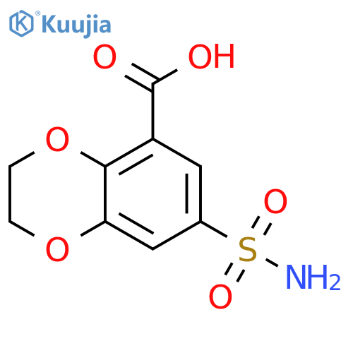 7-sulfamoyl-2,3-dihydro-1,4-benzodioxine-5-carboxylic acid structure