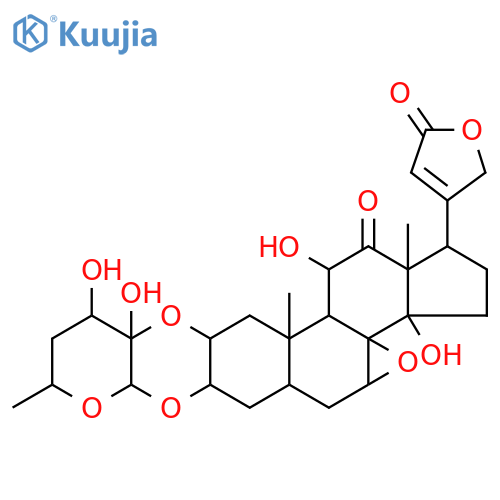 (1R,3aR,3bR,4aS,5aR,6aR,7aS,9R,11R,11aS,12aR,13aS,13bS,14S,15aR)-3a,11,11a,14-tetrahydroxy-9,13a,15a-trimethyl-1-(5-oxo-2,5-dihydrofuran-3-yl)octadecahydro-7aH-cyclopenta[7,8]oxireno[8a,9]phenanthro[2,3-b]pyrano[3,2-e][1,4]dioxin-15(1H)-one structure