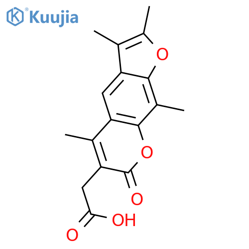 2-{2,3,5,9-tetramethyl-7-oxo-7H-furo3,2-gchromen-6-yl}acetic acid structure