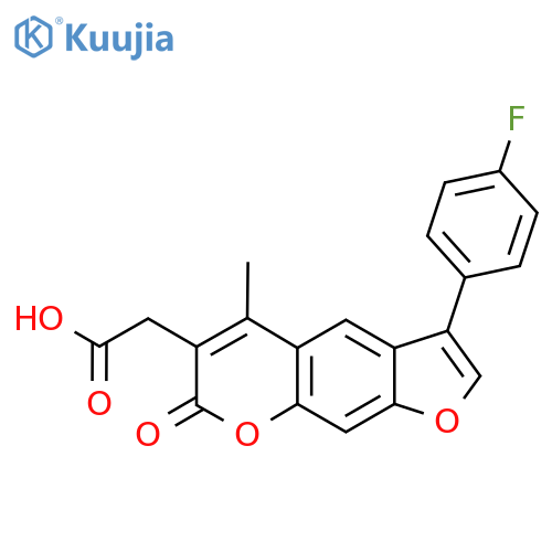 3-(4-Fluorophenyl)-5-methyl-7-oxo-7H-furo3,2-gchromen-6-ylacetic acid structure