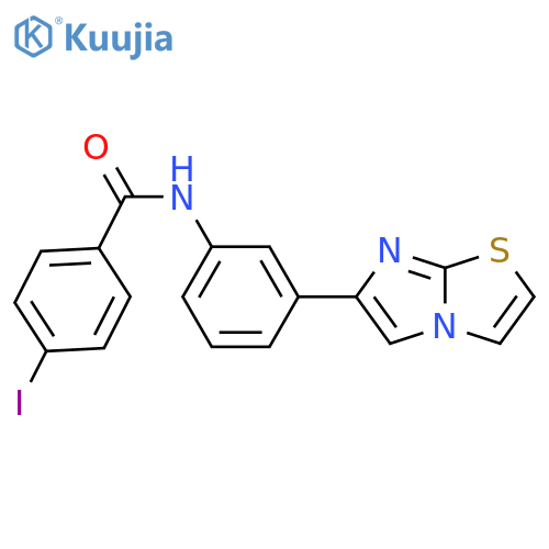 N-(3-{imidazo2,1-b1,3thiazol-6-yl}phenyl)-4-iodobenzamide structure