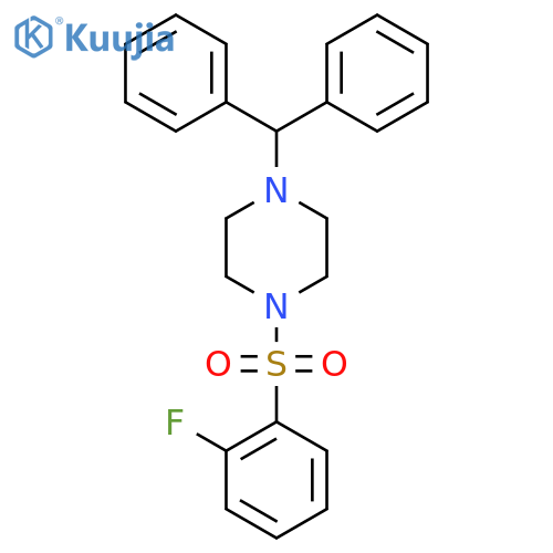 1-(diphenylmethyl)-4-(2-fluorobenzenesulfonyl)piperazine structure