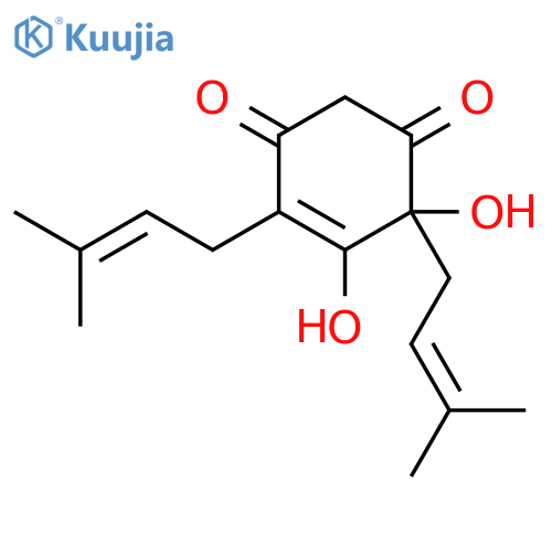 5,6-Dihydroxy-4,6-bis(3-methylbut-2-en-1-yl)cyclohex-4-ene-1,3-dione structure