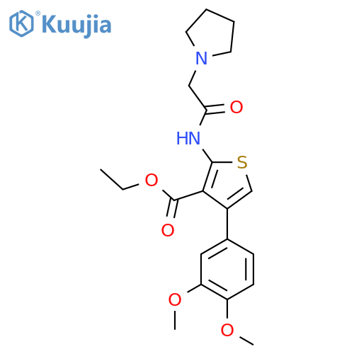 ethyl 4-(3,4-dimethoxyphenyl)-2-2-(pyrrolidin-1-yl)acetamidothiophene-3-carboxylate structure