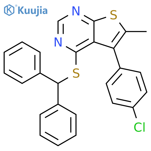 5-(4-chlorophenyl)-4-[(diphenylmethyl)sulfanyl]-6-methylthieno[2,3-d]pyrimidine structure