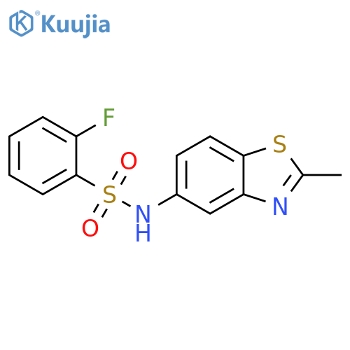 2-fluoro-N-(2-methyl-1,3-benzothiazol-5-yl)benzene-1-sulfonamide structure