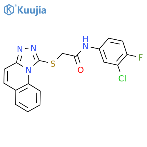 N-(3-chloro-4-fluorophenyl)-2-{1,2,4triazolo4,3-aquinolin-1-ylsulfanyl}acetamide structure