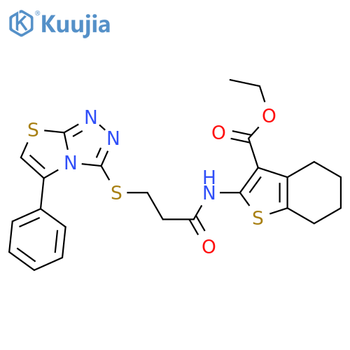 ethyl 2-3-({5-phenyl-1,2,4triazolo3,4-b1,3thiazol-3-yl}sulfanyl)propanamido-4,5,6,7-tetrahydro-1-benzothiophene-3-carboxylate structure