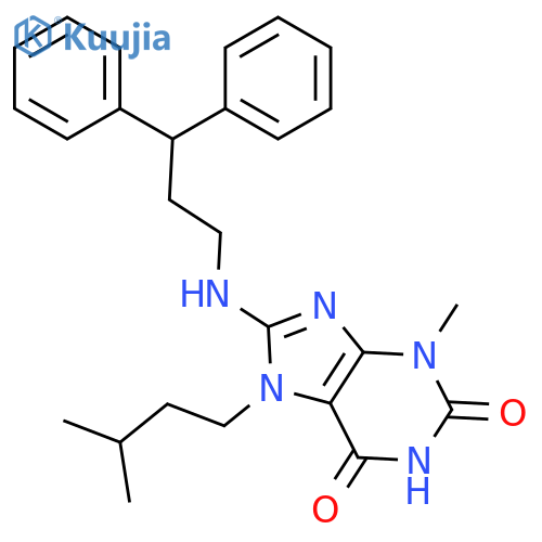 8-(3,3-diphenylpropylamino)-3-methyl-7-(3-methylbutyl)purine-2,6-dione structure