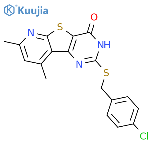 2-[(4-Chlorobenzyl)sulfanyl]-7,9-dimethylpyrido[3',2':4,5]thieno[3,2-d]pyrimidin-4-ol structure