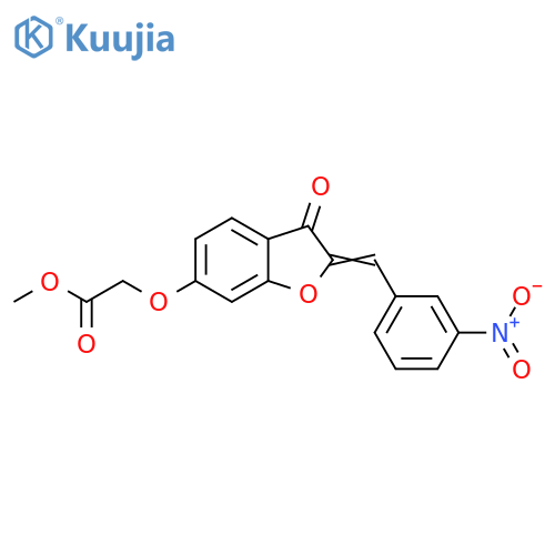 methyl 2-{(2Z)-2-(3-nitrophenyl)methylidene-3-oxo-2,3-dihydro-1-benzofuran-6-yloxy}acetate structure