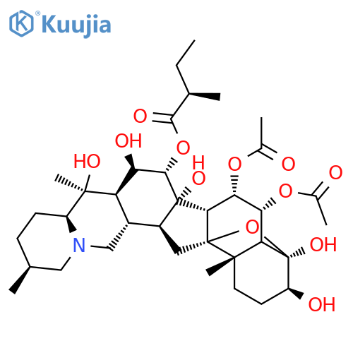 Cevane-3,4,6,7,14,15,16,20-octol,4,9-epoxy-, 6,7-diacetate 15-[(2R)-2-methylbutanoate], (3b,4a,6a,7a,15a,16b)- (9CI) structure