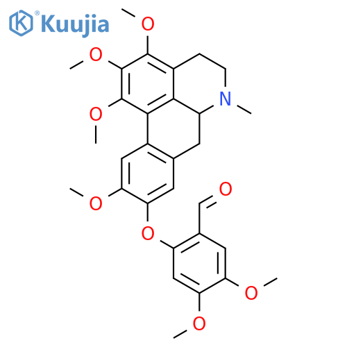 4,5-dimethoxy-2-{[(6aS)-1,2,3,10-tetramethoxy-6-methyl-5,6,6a,7-tetrahydro-4H-dibenzo[de,g]quinolin-9-yl]oxy}benzaldehyde structure