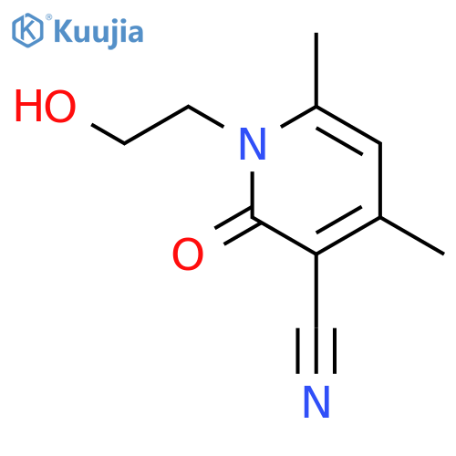1-(2-hydroxyethyl)-4,6-dimethyl-2-oxopyridine-3-carbonitrile structure