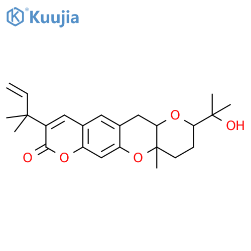 8H-Dipyrano[3,2-b:3',2'-g][1]benzopyran-8-one, 9-(1,1-dimethyl-2-propenyl)-2,3,4,4a,12,12a-hexahydro-2-(1-hydroxy-1-methylethyl)-4a-methyl- (9CI) structure