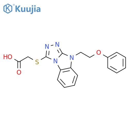 {[9-(2-Phenoxyethyl)-9H-[1,2,4]triazolo[4,3-a]-benzimidazol-3-yl]thio}acetic acid structure
