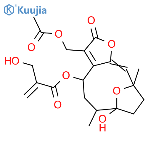1,4-Epoxy-1,8,13-trihydroxy-5,7(11)-germacradien-12,6-olide; (1αOH,4β,5E,8β,10α)-form, 8-O-(2-Hydroxymethyl-2-propenoyl), 13-Ac structure