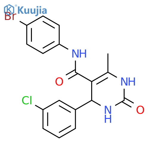 N-(4-bromophenyl)-4-(3-chlorophenyl)-6-methyl-2-oxo-1,2,3,4-tetrahydropyrimidine-5-carboxamide structure