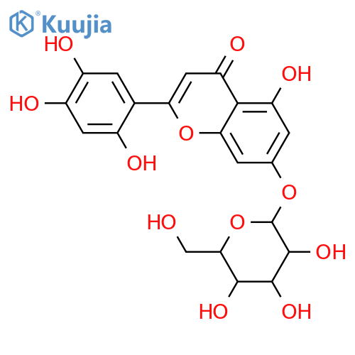 4H-1-Benzopyran-4-one, 7-(β-D-glucopyranosyloxy)-5-hydroxy-2-(2,4,5-trihydroxyphenyl)- structure