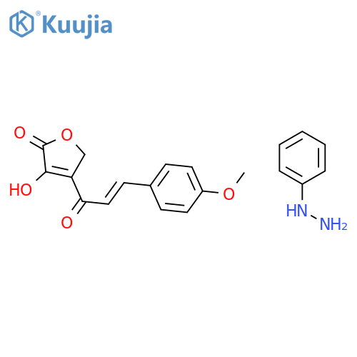 3-hydroxy-4-[(2E)-3-(4-methoxyphenyl)prop-2-enoyl]furan-2(5H)-one - phenylhydrazine (1:1) structure