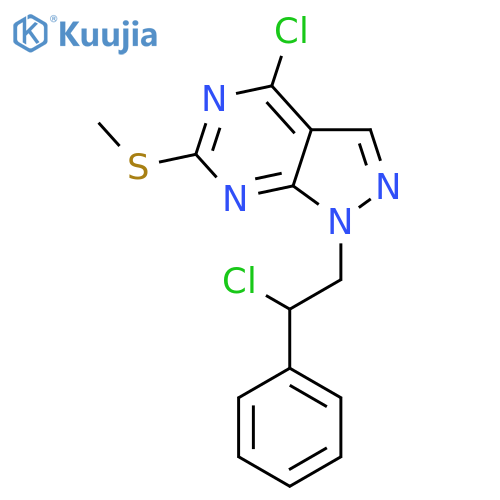 4-Chloro-1-(2-chloro-2-phenylethyl)-6-(methylthio)-1H-pyrazolo[3,4-d]pyrimidine structure