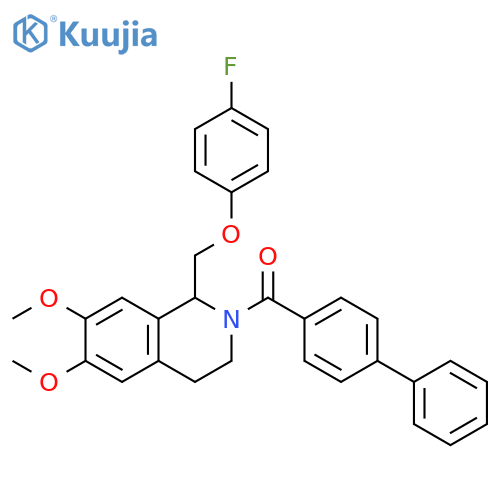 2-{1,1'-biphenyl-4-carbonyl}-1-(4-fluorophenoxy)methyl-6,7-dimethoxy-1,2,3,4-tetrahydroisoquinoline structure