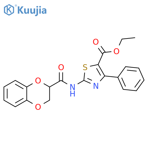 ethyl 2-(2,3-dihydro-1,4-benzodioxine-2-amido)-4-phenyl-1,3-thiazole-5-carboxylate structure