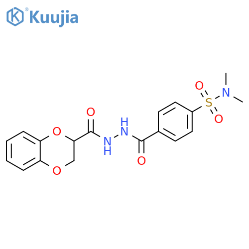 4-[N'-(2,3-dihydro-1,4-benzodioxine-2-carbonyl)hydrazinecarbonyl]-N,N-dimethylbenzene-1-sulfonamide structure