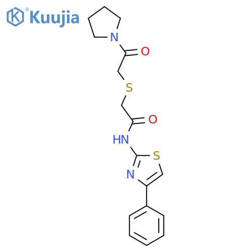 2-{2-oxo-2-(pyrrolidin-1-yl)ethylsulfanyl}-N-(4-phenyl-1,3-thiazol-2-yl)acetamide structure