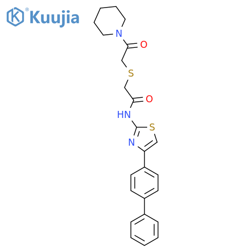 N-(4-{1,1'-biphenyl-4-yl}-1,3-thiazol-2-yl)-2-{2-oxo-2-(piperidin-1-yl)ethylsulfanyl}acetamide structure