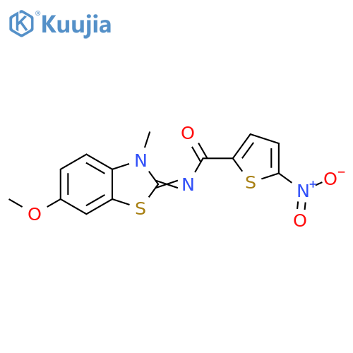 N-(2E)-6-methoxy-3-methyl-2,3-dihydro-1,3-benzothiazol-2-ylidene-5-nitrothiophene-2-carboxamide structure