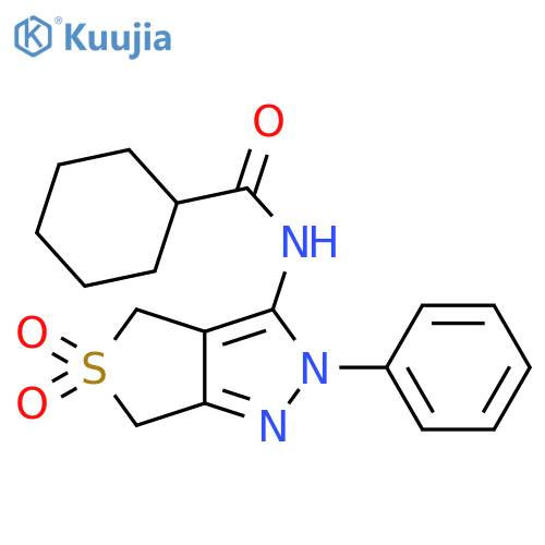 N-{5,5-dioxo-2-phenyl-2H,4H,6H-5lambda6-thieno3,4-cpyrazol-3-yl}cyclohexanecarboxamide structure