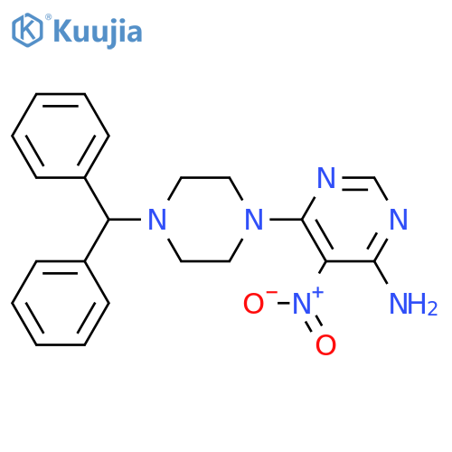 6-[4-(diphenylmethyl)piperazin-1-yl]-5-nitropyrimidin-4-amine structure