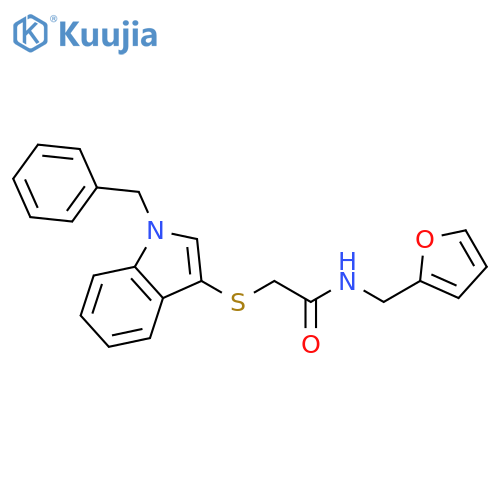 2-(1-benzyl-1H-indol-3-yl)sulfanyl-N-(furan-2-yl)methylacetamide structure