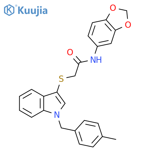 N-(2H-1,3-benzodioxol-5-yl)-2-({1-(4-methylphenyl)methyl-1H-indol-3-yl}sulfanyl)acetamide structure