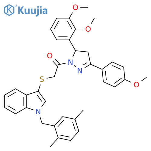 1-5-(2,3-dimethoxyphenyl)-3-(4-methoxyphenyl)-4,5-dihydro-1H-pyrazol-1-yl-2-({1-(2,5-dimethylphenyl)methyl-1H-indol-3-yl}sulfanyl)ethan-1-one structure