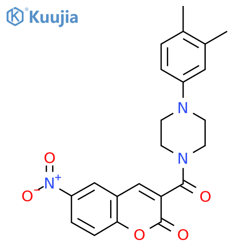 3-[4-(3,4-dimethylphenyl)piperazine-1-carbonyl]-6-nitro-2H-chromen-2-one structure