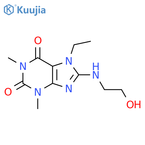 7-ethyl-8-(2-hydroxyethyl)amino-1,3-dimethyl-2,3,6,7-tetrahydro-1H-purine-2,6-dione structure