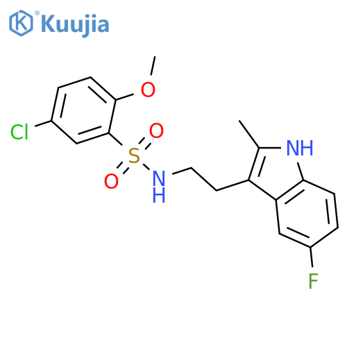 5-chloro-N-2-(5-fluoro-2-methyl-1H-indol-3-yl)ethyl-2-methoxybenzene-1-sulfonamide structure